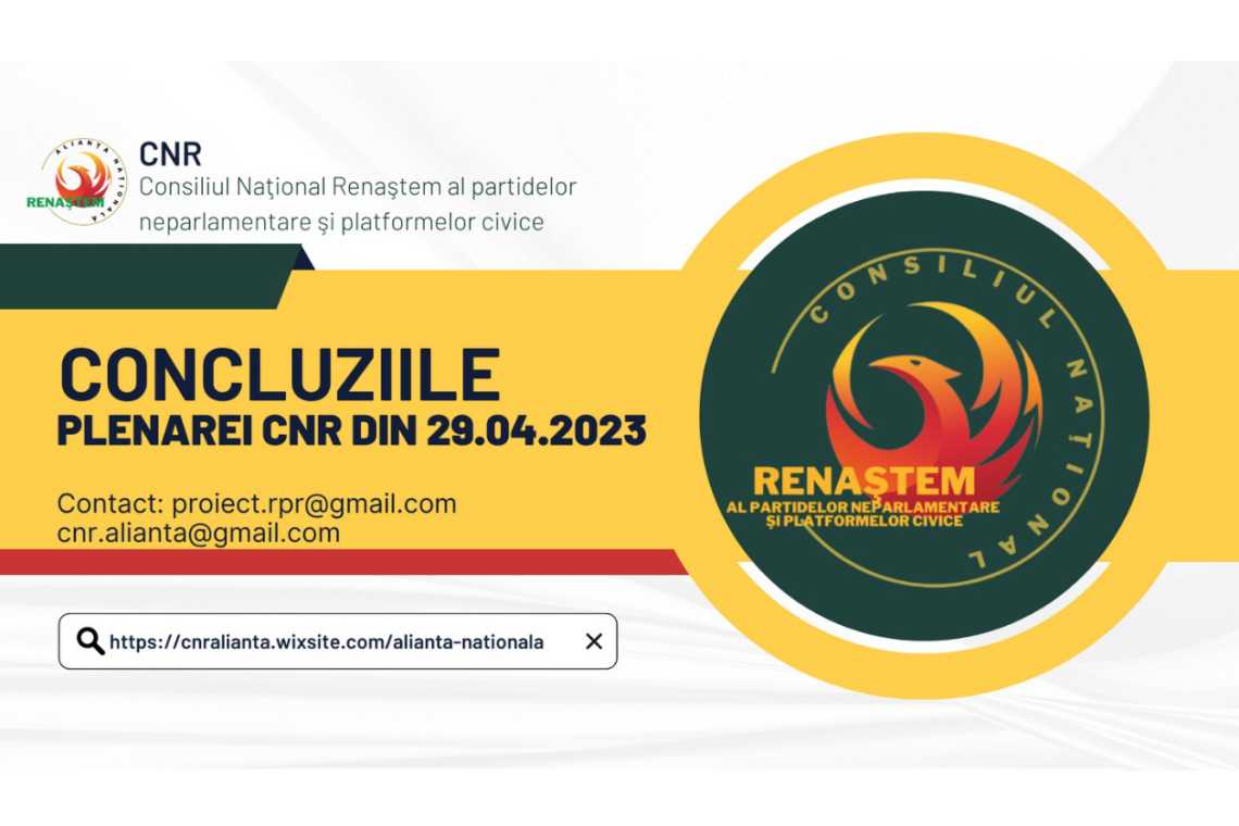 Comunicat de presă: Concluziile celei de-a patra şedinţe plenare a Consiliului Naţional Renaştem